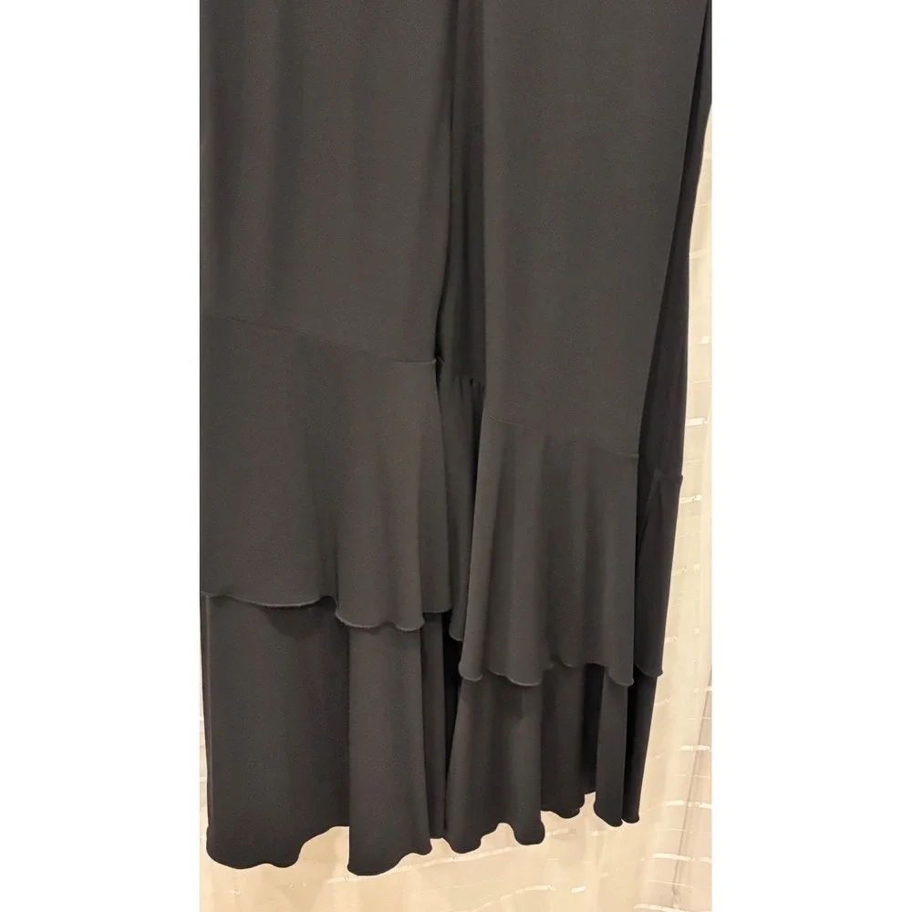Luxe by Carmen Marc Valvo Black Draped Tiered Ruffle Cocktail Dress PlusSize 22W